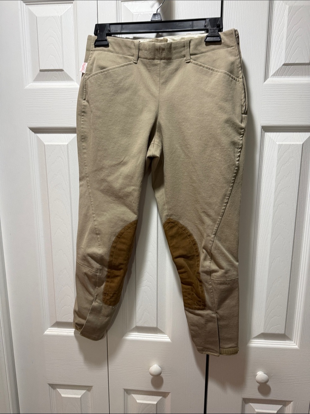 The Tailored Sportsman Tan Riding Breeches with Brown Knee Patches